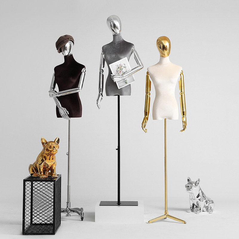 Silver electroplated head gold velvet half-length dummy model doll display shelf clothing store model props female