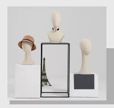 Head model hat display stand Head model dummy head accessories Scarf wig display props can be straight small black clip dummy head model