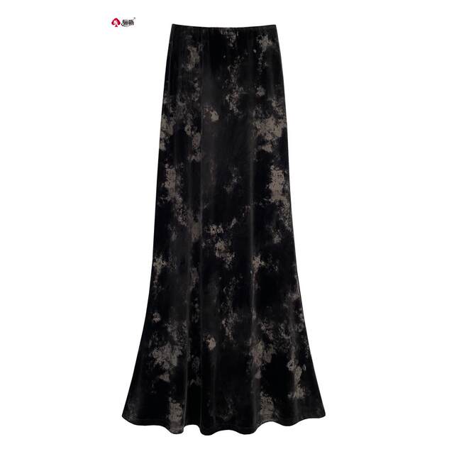 Li Feng ink painting velvet draped skirt long fishtail skirt