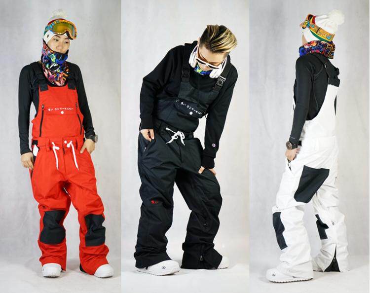 Mr. Kung Fu suspenders ski pants windproof and waterproof bibs veneer suspenders ski pants for men and women