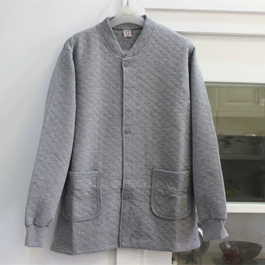 Áo nịt nam trung niên và cao tuổi áo lót nhiệt ba lớp nam mùa đông dịch vụ nhà áo khoác cardigan dày cotton lỏng quần áo mùa thu dày - Áo ấm