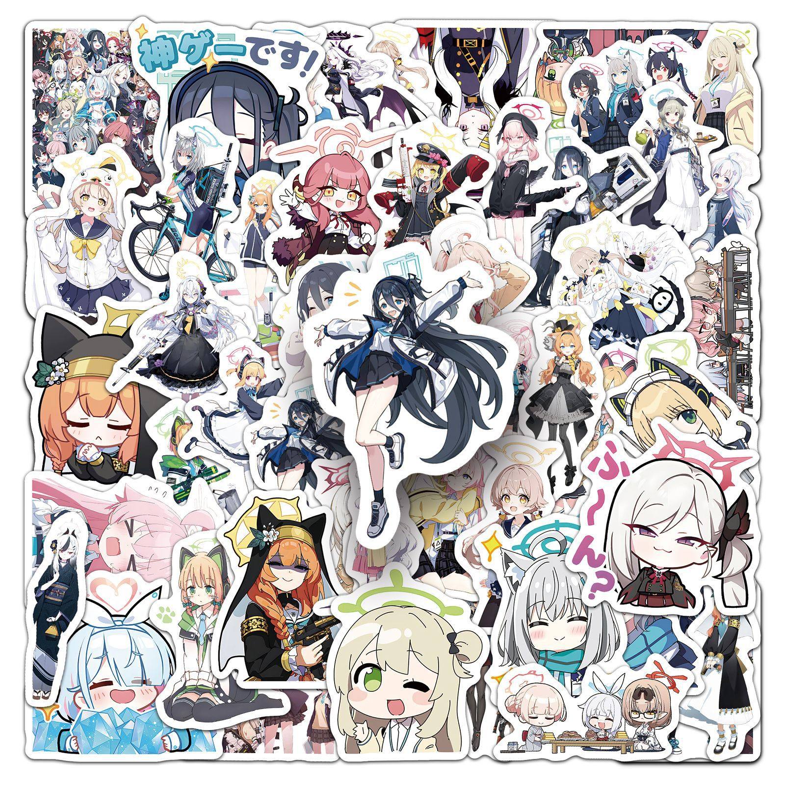 50 sheets of blue archive cartoon stickers | stick 'em on your laptop ...