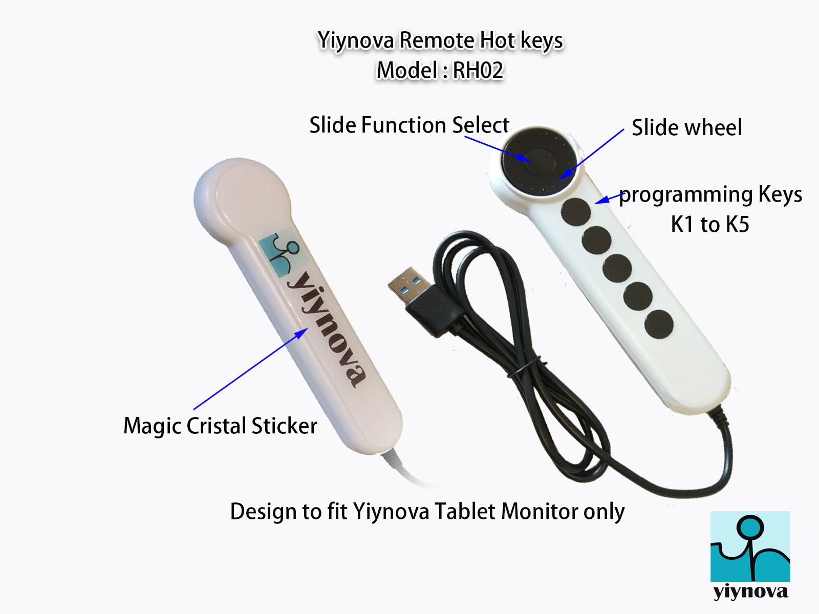 Yiynova digital screen special remote control flywheel shortcut key self-defined function can be held with adsorption
