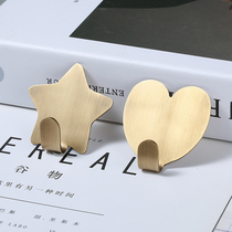 Brass decorative art hook nail-free punch-free adhesive bathroom kitchen wall modern creative traceless adhesive hook small