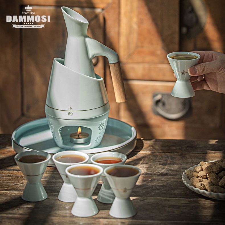 Upscale ceramic winemaker day style clear winemaker liquor Wine Hot Wine Pot Wine Glass Warm Pot Bowl Home Suit