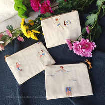 U.S. Market-Travel Harvest Creative Design Cute Embroidered Change Bag Cosmetic Bag Physiological Miscellaneous Bag