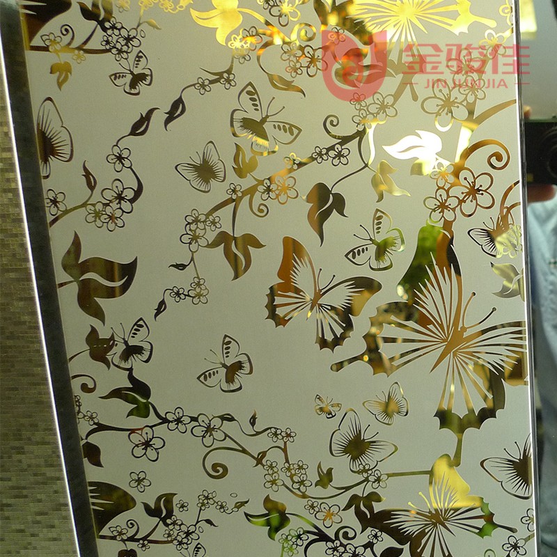 Stainless steel titanium alloy plate butterfly etching printing color mirror bread side skirting board decoration project