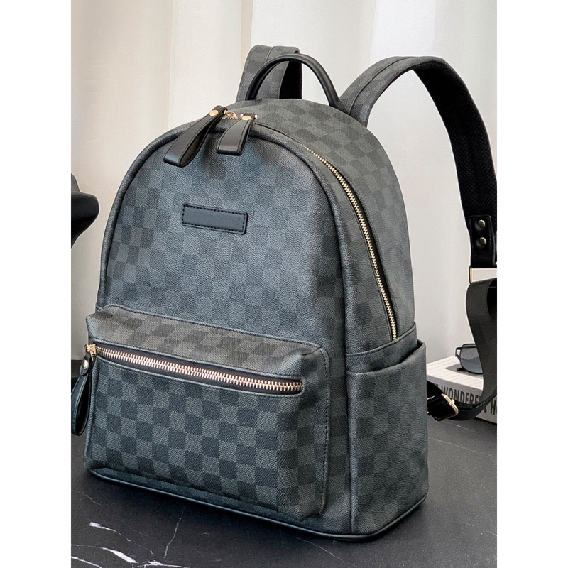 Hong Kong Lvаfgh Backpack Classic Plaid Pattern Backpack Men's Outdoor Travel Bag College Student School Bag