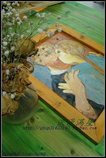 (Yesterday's village)White-collar adjustment oil painting (with the store's characteristic wooden frame) Hand-drawn