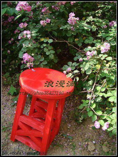 (yesterday's countryside) Chinese red retro ancient wind small round stool solid wood Mediterranean idylgarland furniture reservation