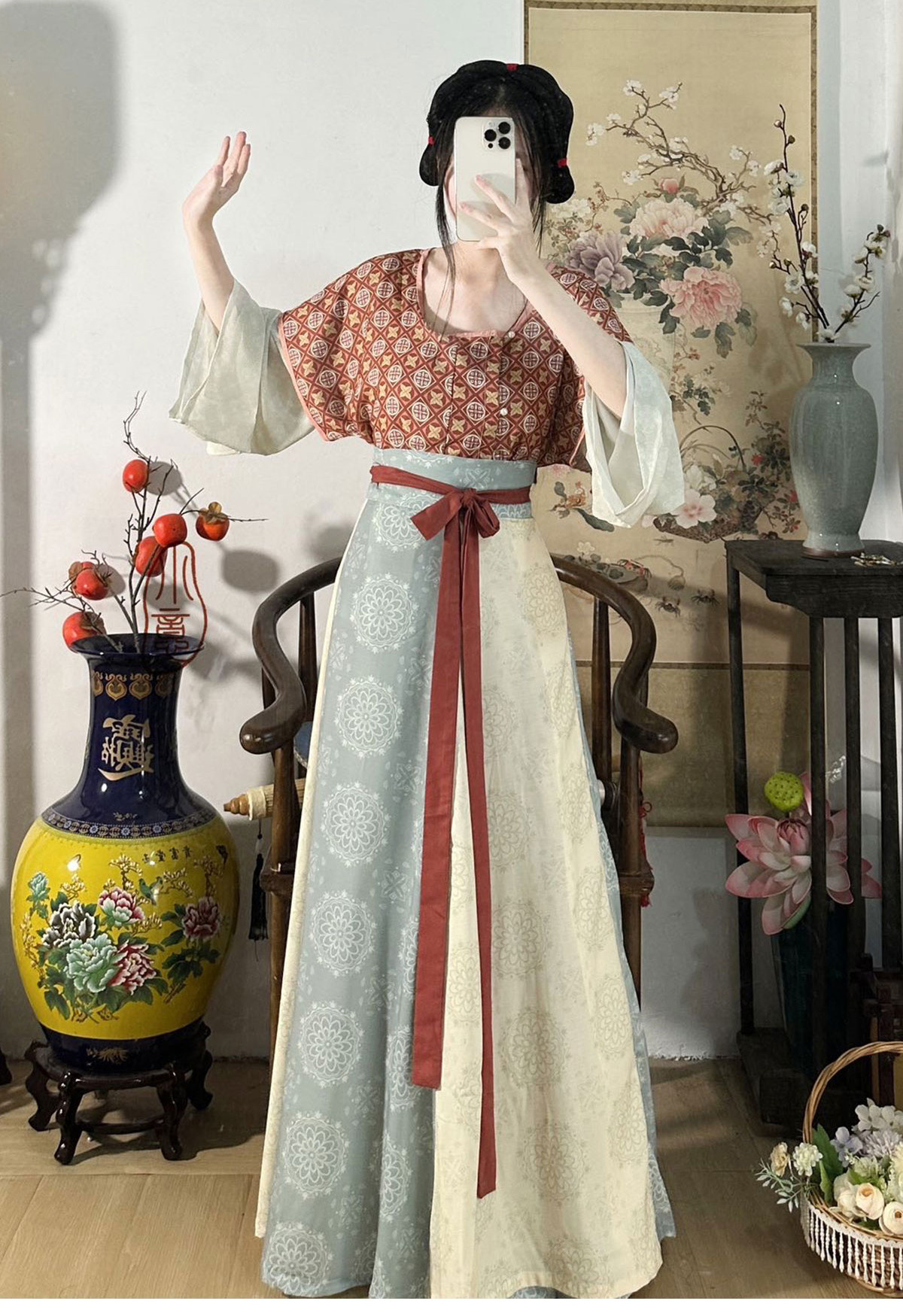 Китайцы одежда наборы 云鸢令新中式魏晋汉服盐系清冷绝美茶服日常上衣八破裙国风套装女