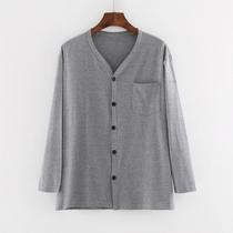 Official flagship store three-gun middle-aged and elderly buttoned underwear mens pure cotton plus fat large size open body autumn coat thin section with placket