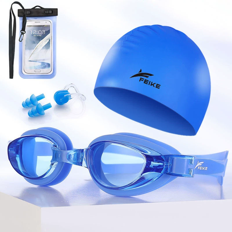 Kính bơi nam và nữ cận thị trơn khung lớn kính cận thị trong suốt độ nét cao kính bơi chống sương mù kính bơi silicone mũ bơi - Goggles