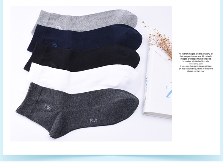 POLO cotton đích thực cotton nam khử mùi mùa hè mỏng phần rắn màu ống vớ mồ hôi đen kinh doanh vớ - Vớ bông tất bông