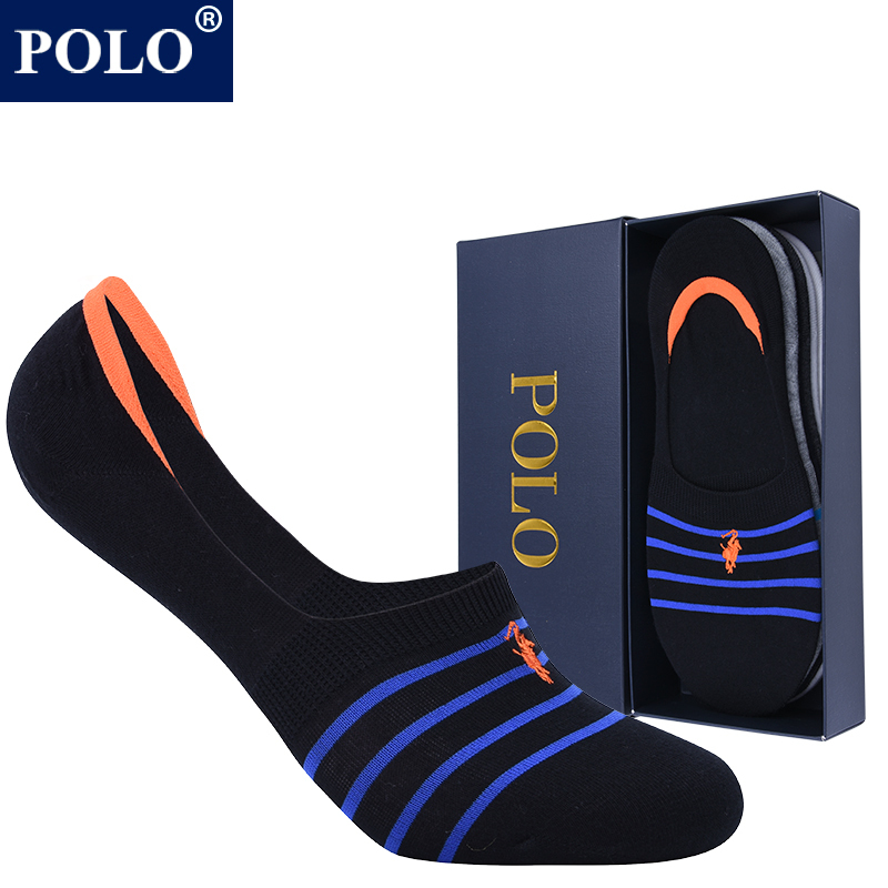 Polo New Men's Socks, Summer Thin Non-Slip Silicone Invisible Socks, Low-Cut Short Socks, Pure Cotton Men's Sock Liners