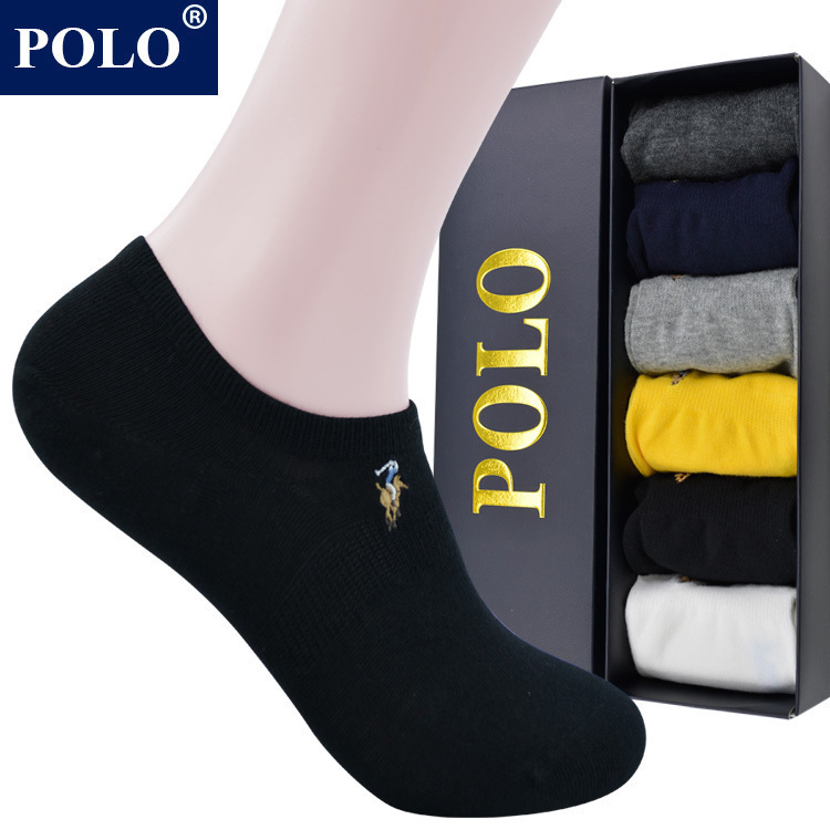 Polo New Pure Cotton Short Socks Men's Cotton Socks Low-Cut Summer Thin Shallow Mouth Men's Boat Socks Deodorant Sweat-Absorbent Boat-Shaped Socks