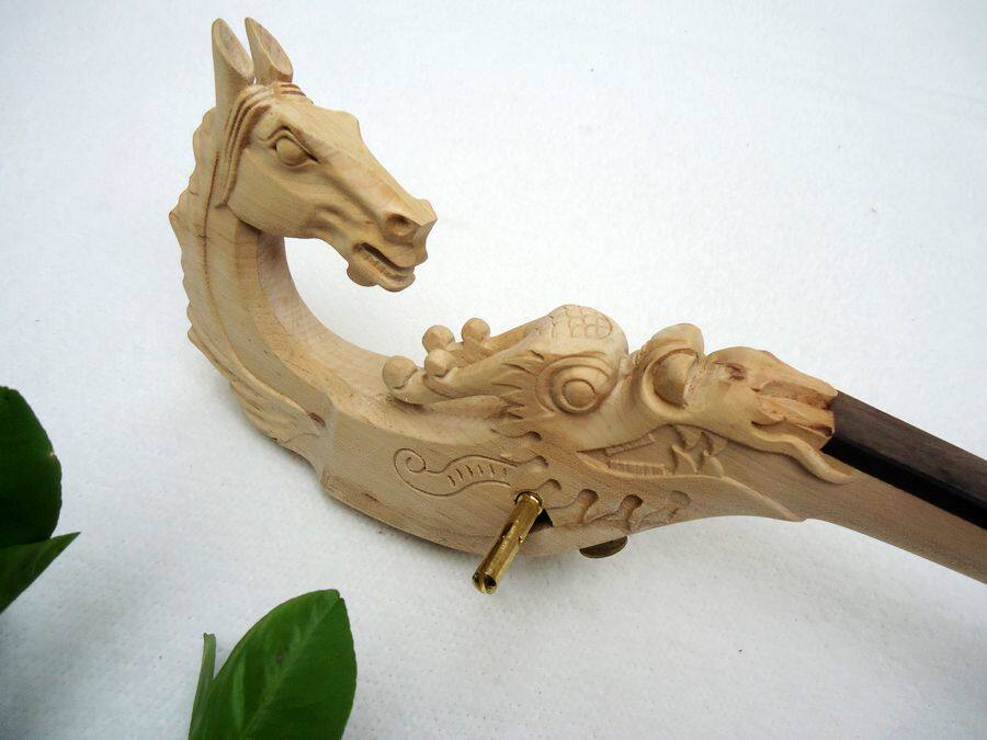 Matou Qin Rod exquisite dragon horse head Ebony finger plate horse head Qin Rod handmade horse head piano stick stick