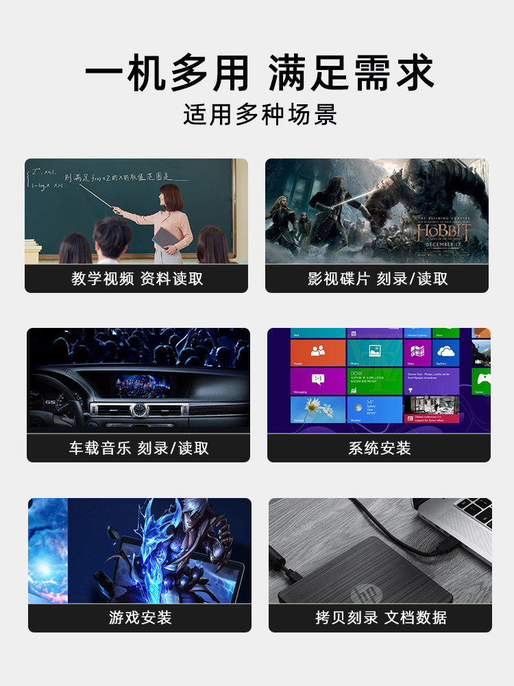 Hp External Optical Drive Box Dvd Burner Desktop Laptop External USB Mobile Optical Disc Cd Player