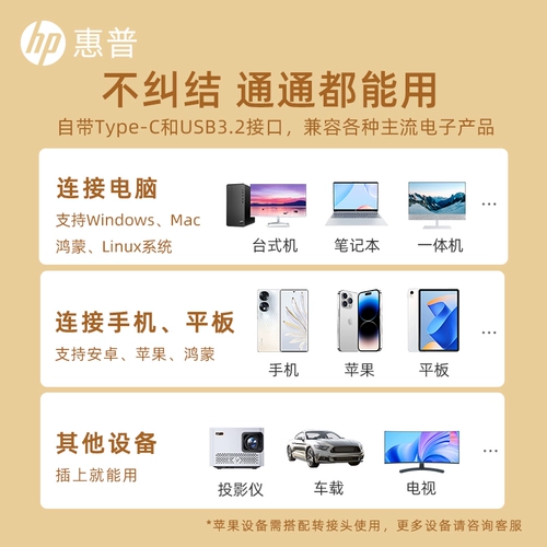 HP, милый защитный чехол, USB-флеш-накопитель для школьников, мобильный телефон, ноутбук, официальный продукт, 128G