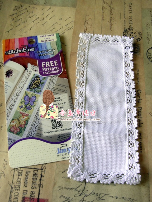 Cross embroidered household American Janlynn lace bookmarks with their own butterfly drawings