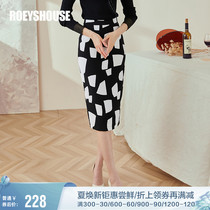 Rocoat Temperament High Waist Half Body Dress Woman 2022 Spring Dress New body Hip Print Medium Long Dress 02757