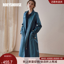 Luo Yi intelligent British windbreaker womens new temperament solid color professional slim-fit lace-up medium-length jacket 00503