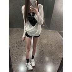 Корсаж 慵懒风上衣时尚套装女夏辣妹穿搭防晒罩衫字母纯欲抹胸吊带两件套