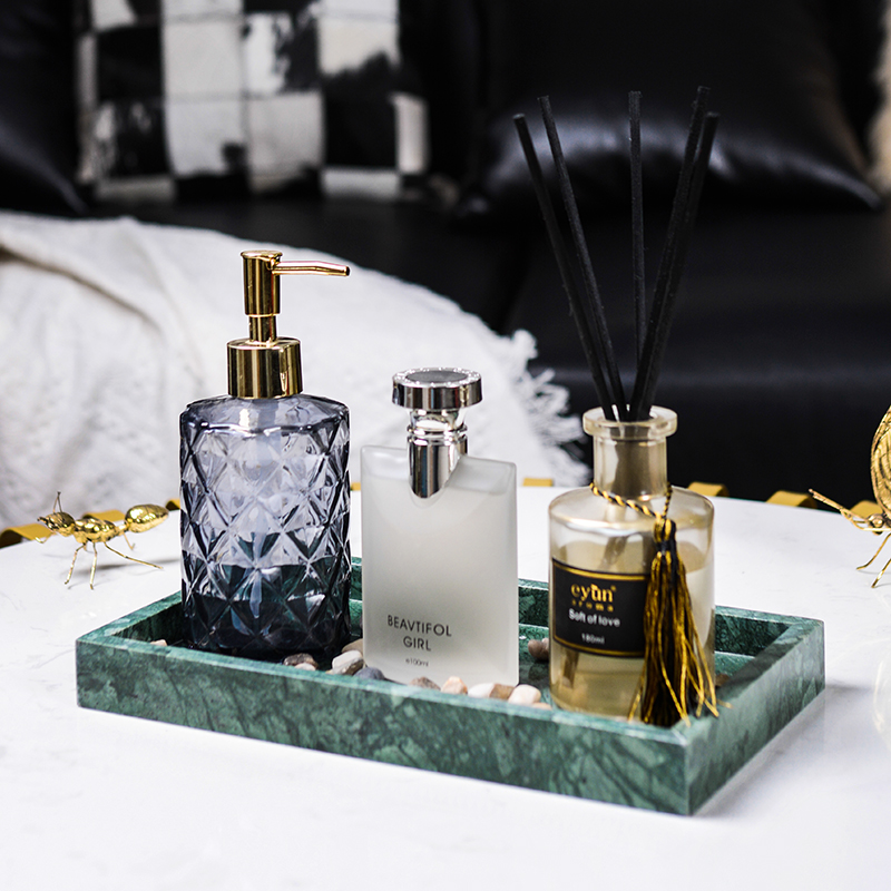 Powder room decoration Bathroom set combination Green marble tray Modern model room Model room soft decoration