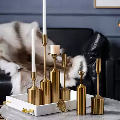Nordic retro light luxury six-piece candle holder ornaments Wrought iron American European wedding dining table candlelight dinner props