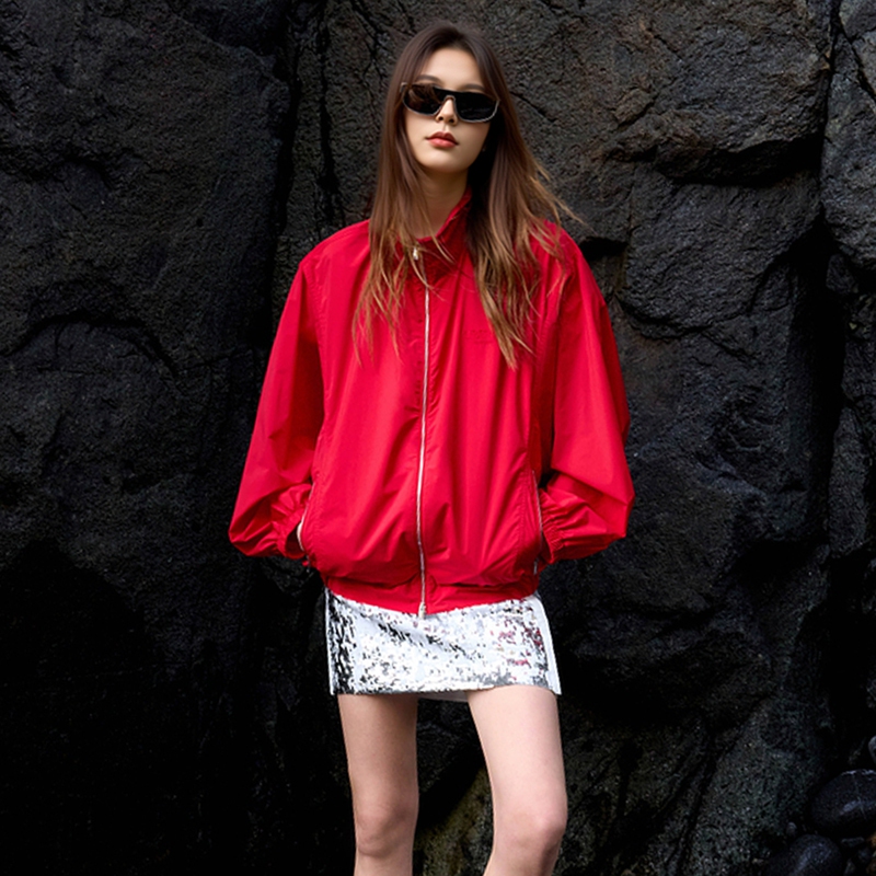 [Same Style as in Shopping Malls] Women's Short Jacket 2025 Autumn Sports Style Double-Ended Zipper Stand Collar Casual Loose Jacket