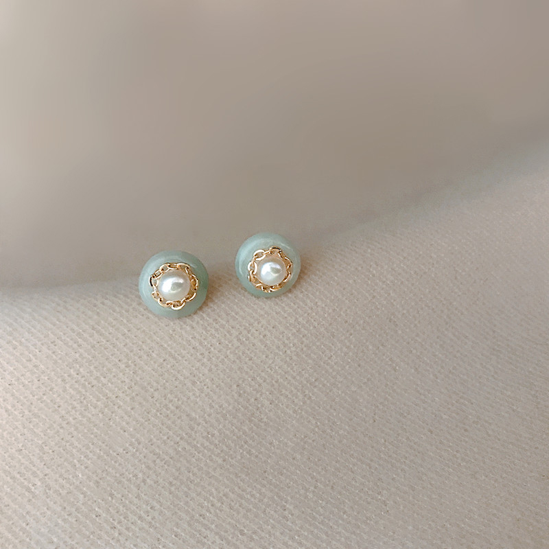 999 pure silver 925 foot silver needle gentle is wonderful natural emerald pearl jade ear needle national earrings