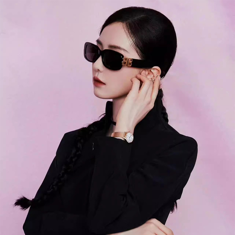 Liu Shishi's Same Style Balenciaga Sunglasses, Fashionable Acetate Black Frame Women's Sunglasses Bb0310Sk
