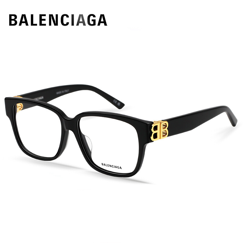 Balenciaga Paris Balenciaga Eyeglass Frames for Women, Black Classic Acetate Square Frame Prescription Frames for Men Bb0104O