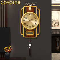 New Chinese style clock wall clock living room home 2023 new style hanging watch strap calendar wall clock silent quartz clock