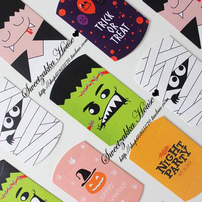 Halloween party pillow-shaped gift box, baked biscuit packaging gift box, candy sharing packaging box, accessory box