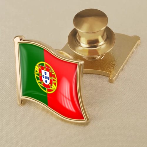 Португальский флаг Знак мира Флаг Грудь Грудь Грунт Бизнес Воротник Эмблеме Металлическая планка, Брошь с пряжкой бабочки