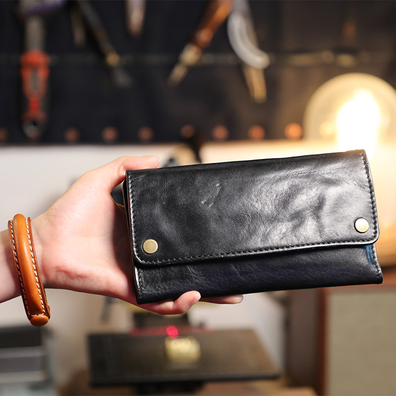 Unisex Simple Italian Vegetable-Tanned First-Layer Cowhide Genuine Leather Versatile Wallet Card Holder with Multiple Card Slots
