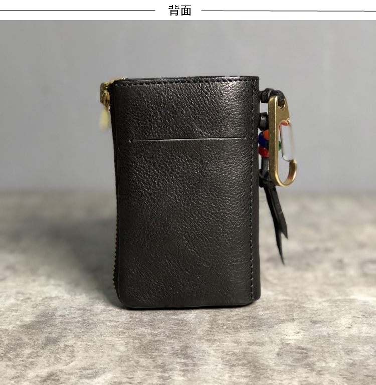 2019 mới top top da xe chìa khóa túi da nam móc chìa khóa với vị trí thẻ vintage dây kéo đồng - Trường hợp chính túi đựng chìa khóa