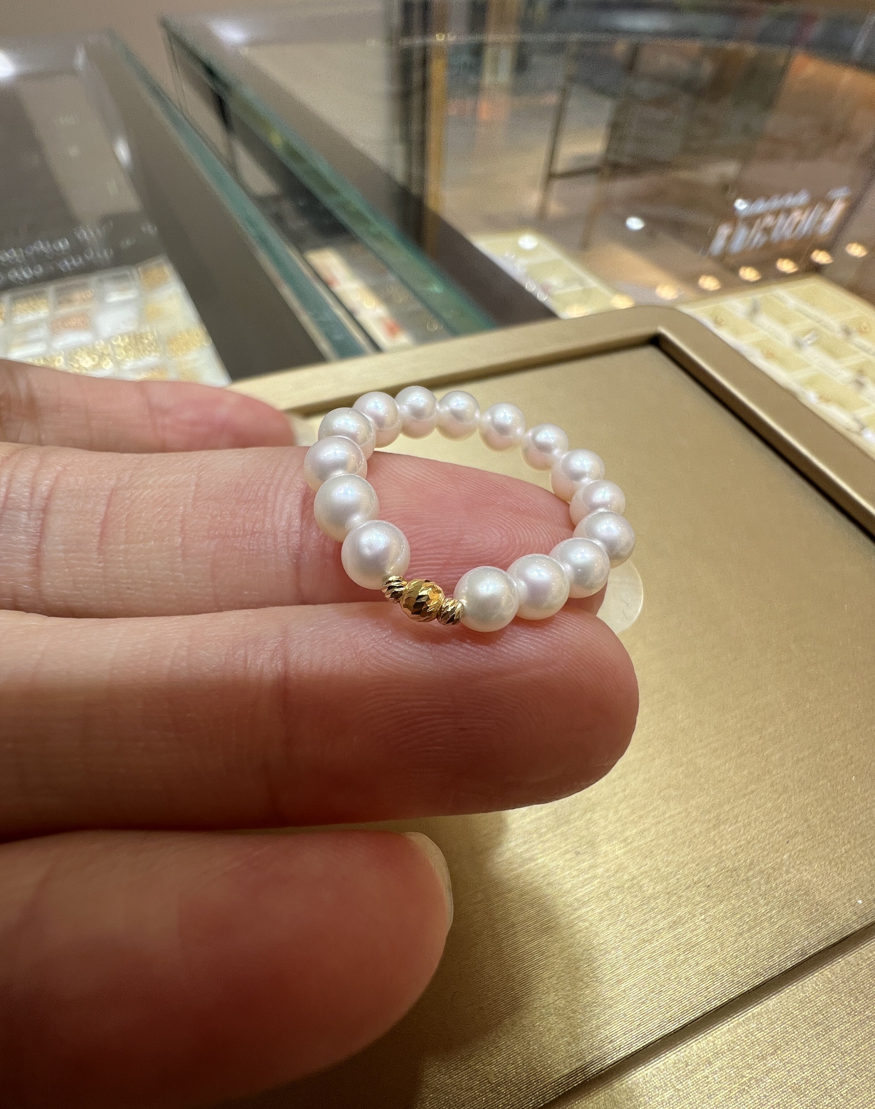 18k gold ring for women, fashionable and versatile ring, gift for girlfriend, elastic ring, natural bright pearl