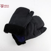 Soviet tactical gloves Soviet tank soldiers winter fur integrated cold-proof gloves Iron gray three-finger hand tight