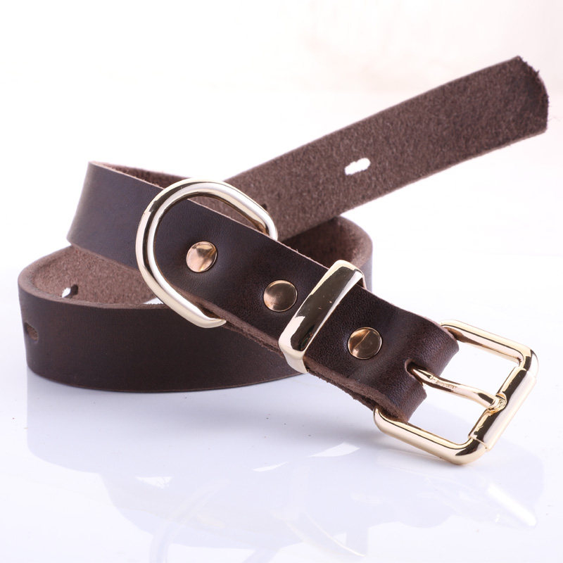 Small, medium and large dog collar dog collar dog collar first layer cowhide collar dog collar 5 sizes