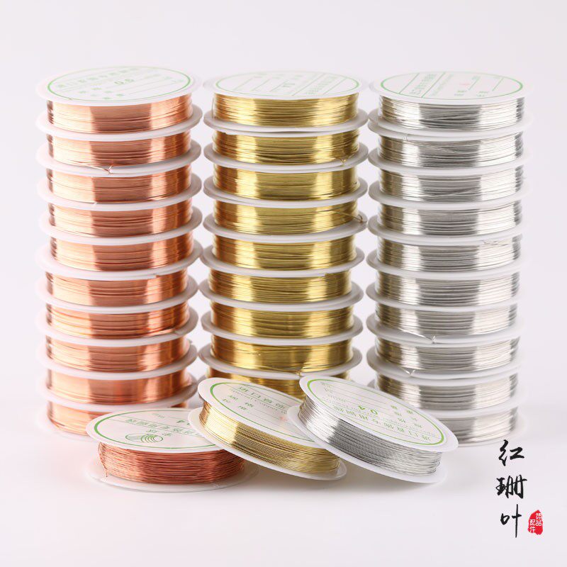 Copper wire DIY jewelry accessories Hand woven beaded lead hairpin headdress earrings styling line material