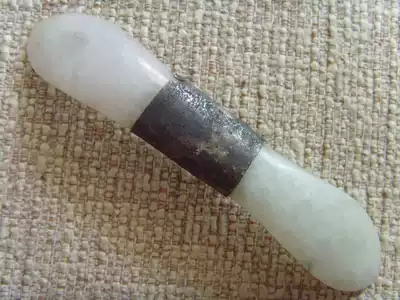Good product Qing Dynasty old jade jade-silver-wrapped Hetian White jade Hairpin Collection Jade length 87mm A2 35