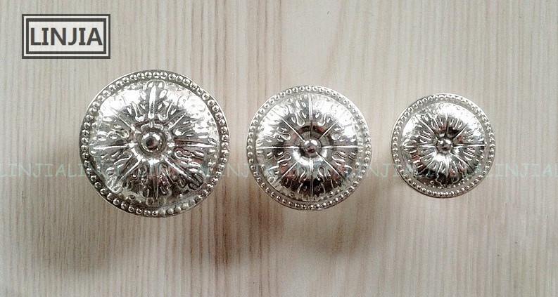 European style round hand drawer handle furniture door hand plated silver hand hand large medium and small