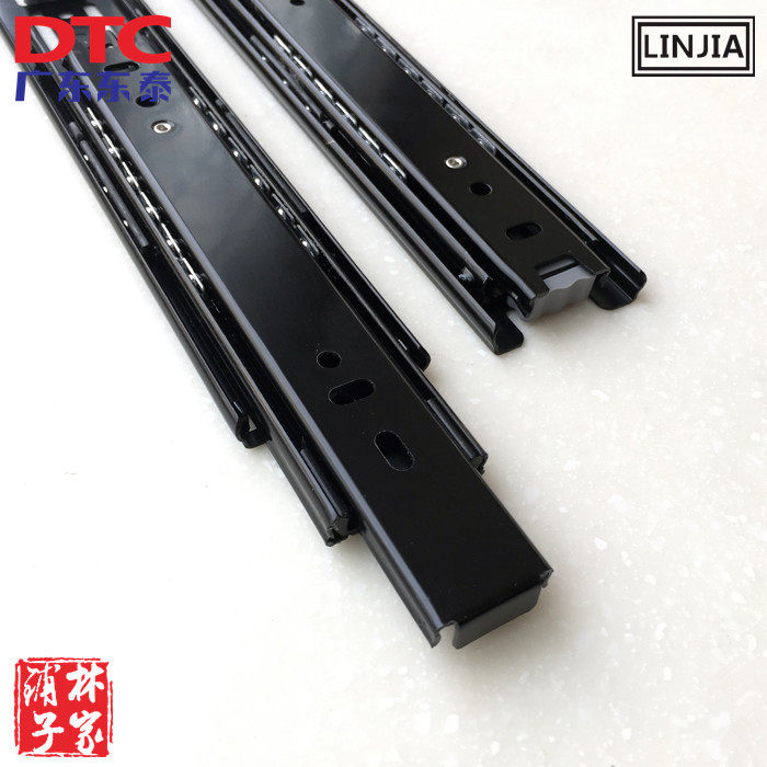 DTC East Thai Slide Rail Overall Cabinet Runway Three Drawer Track Ball Bearing Muted Slide Side Mount Rail Electrophoresis Black