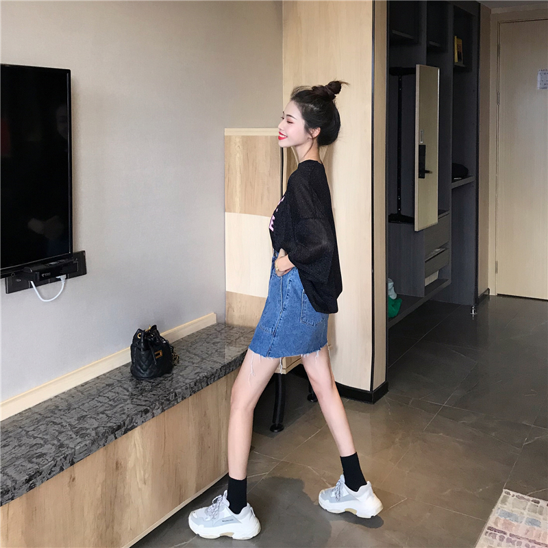 VK旗艦店 韓國風名媛高腰百搭牛仔短裙褲單品短裙