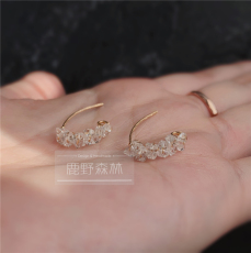 Серьги 晨星似月明|天然闪灵钻耳环 赫尔基蒙水晶月光石 14k注金耳钩仙女