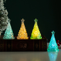 Christmas decoration mini luminous Christmas tree transparent crystal night light desktop decoration props Christmas small gifts