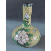 (Bao Lao Bao Jin) Antique Miscellaneous Republic of China Jinde Flower Peony Bronze Tire Silk Enamel Sky Bottle