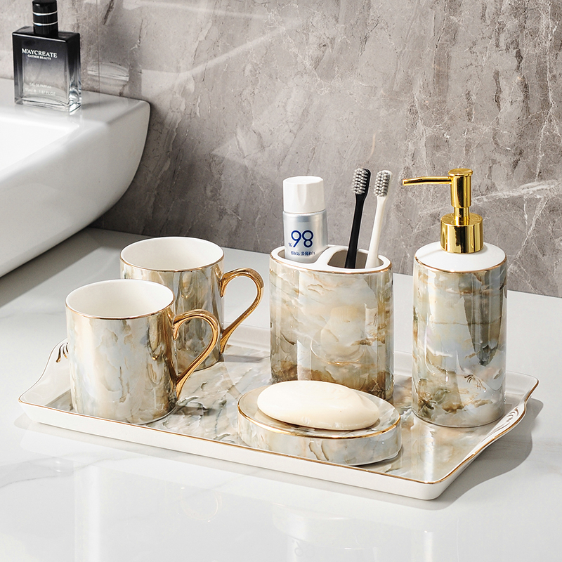 Nordic Creative Luxury Ceramic Couple Brush Toothwash Cup Household Bathroom Bathroom Bathroom Toilet Toilet